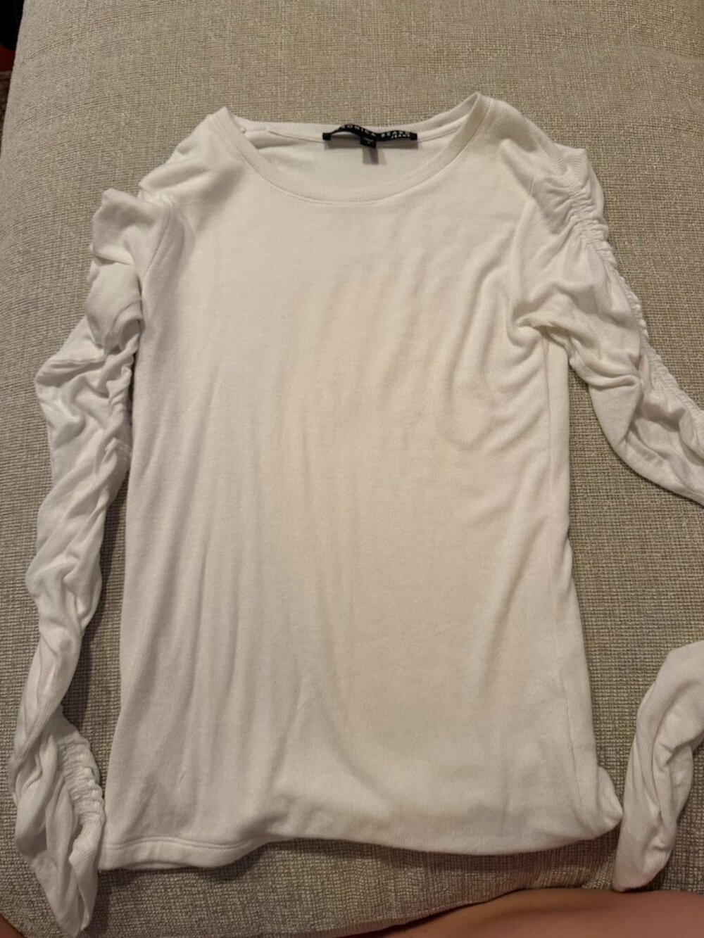 Veronica Beard Jeans White Ruched Sleeve Top - Small